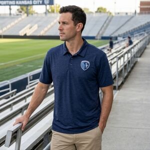 New Men's 2XL MLS Sporting Kansas City Fanatics Polo Shirt S/S Polyester Soccer
